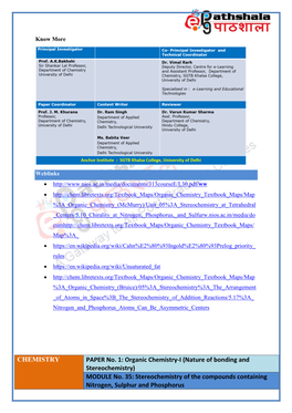 Organic Chemistry-I (Nature of Bonding and Stereochemistry) MODULE No