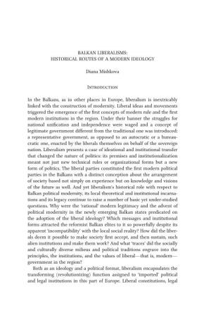 Balkan Liberalisms: Historical Routes of a Modern Ideology