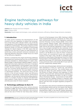 Engine Technology Pathways for Heavy-Duty Vehicles in India