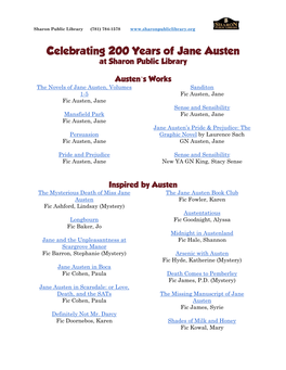 Celebrating 200 Years of Jane Austen at Sharon Public Library