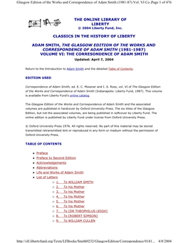 The Online Library of Liberty Classics in the History Of