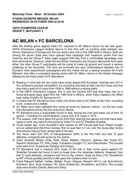 AC MILAN V FC BARCELONA