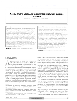 A Quantitative Approach to Nematode Lungworm Burdens in Goats Berrag B.*, Bouljihad M.** & Cabaret J.***