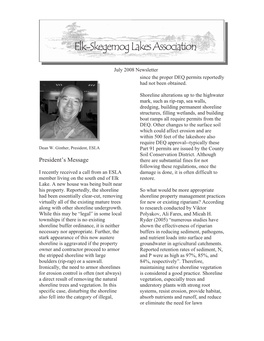 July 2008 Newsletter Since the Proper DEQ Permits Reportedly Had Not Been Obtained
