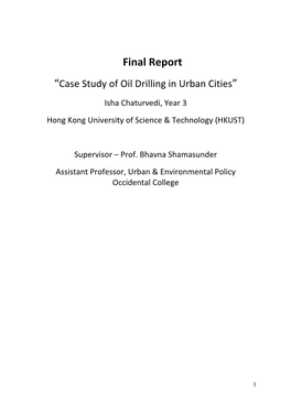 Final Report “Case Study of Oil Drilling in Urban Cities”