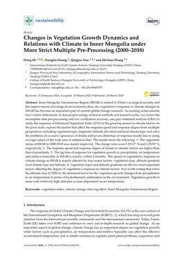 Changes in Vegetation Growth Dynamics and Relations with Climate in Inner Mongolia Under More Strict Multiple Pre-Processing (2000–2018)