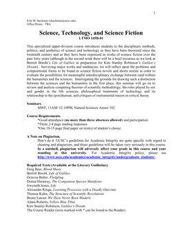 Science, Technology, and Science Fiction LTMO 145B-01
