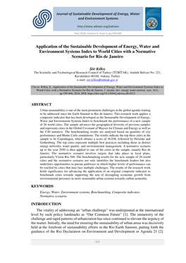 Journal of Sustainable Development of Energy, Water and Environment Systems , Vol