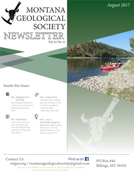 The Montana Geological Society to Keep Up-To-Date with the MGS
