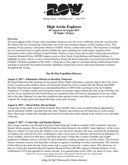 High Arctic Explorer 05 August to 14 August 2017 09 Nights / 10 Days