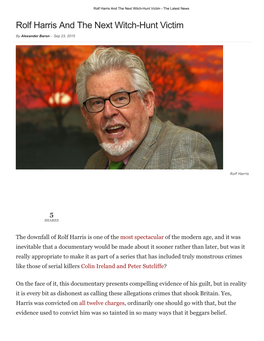 Rolf Harris and the Next Witch-Hunt Victim - the Latest News