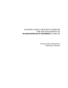 Major Depressive Disorder in Adults