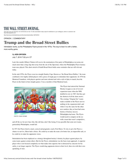 Trump and the Broad Street Bullies - WSJ 7/8/16, 1:51 PM