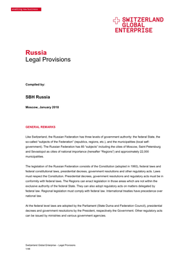 Russia Legal Provisions