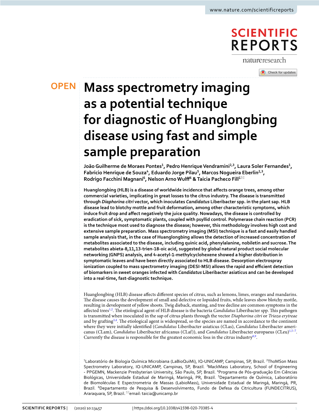 Mass Spectrometry Imaging As A Potential Technique For Diagnostic Of