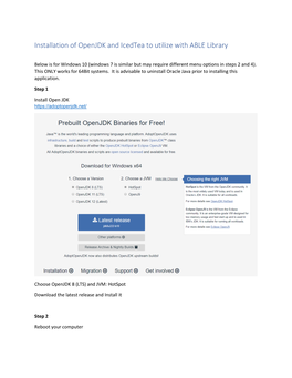 Installation of Openjdk and Icedtea to Utilize with ABLE Library