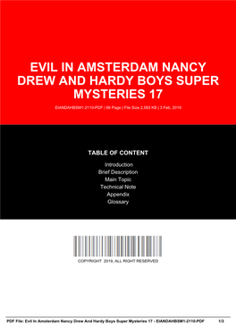 Evil in Amsterdam Nancy Drew and Hardy Boys Super Mysteries 17