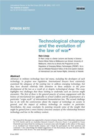 Technological Change and the Evolution of the Law of War*