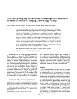 Acute Encephalopathy with Bilateral Thalamotegmental Involvement in Infants and Children: Imaging and Pathology Findings