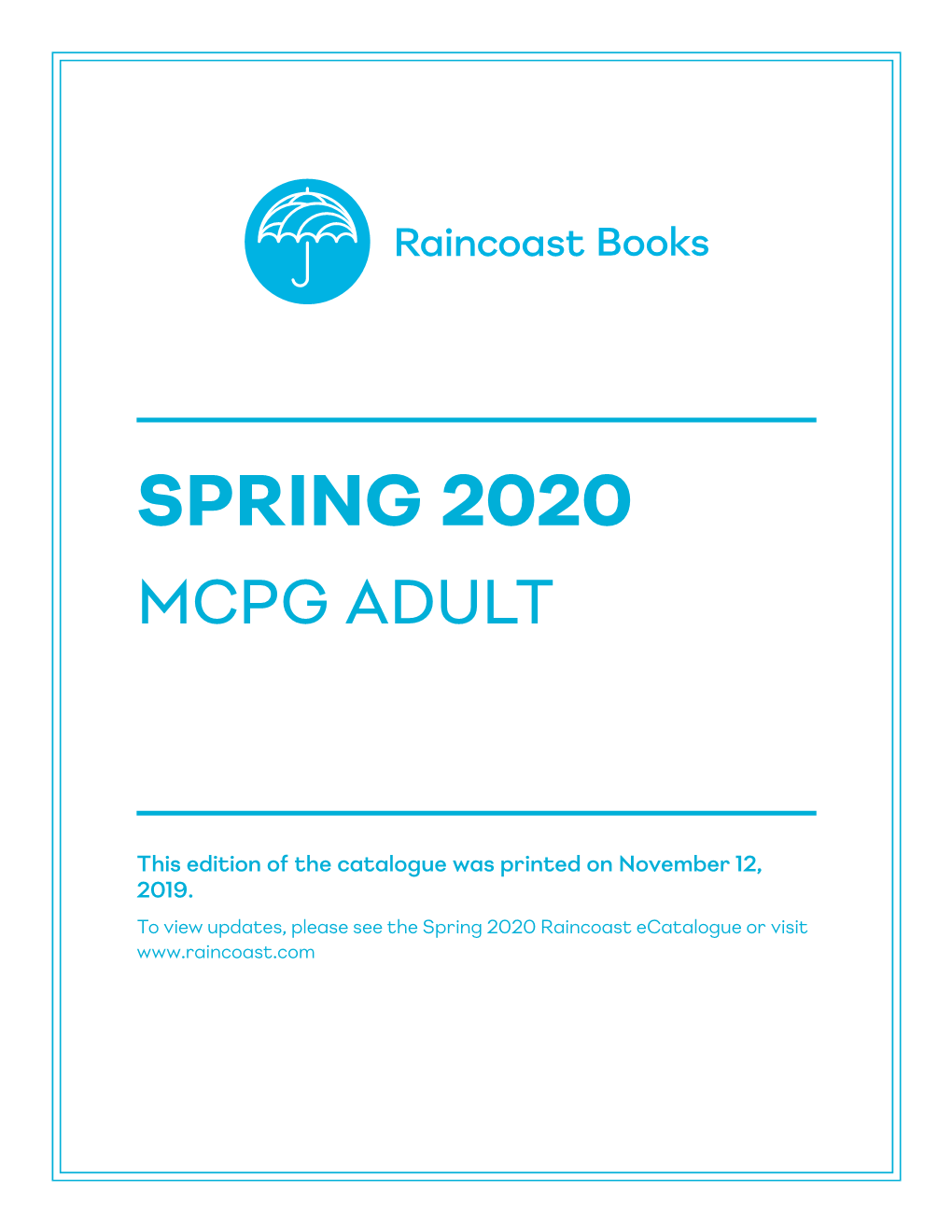 Spring 2020 Adult Catalog