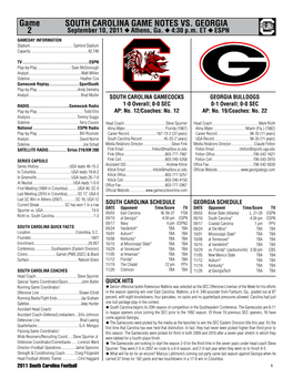 SOUTH CAROLINA GAME NOTES VS. GEORGIA Game 2