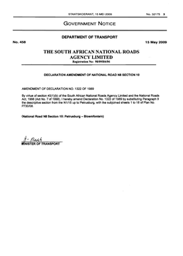 Declaration Amendment of National Road N8 Section 10