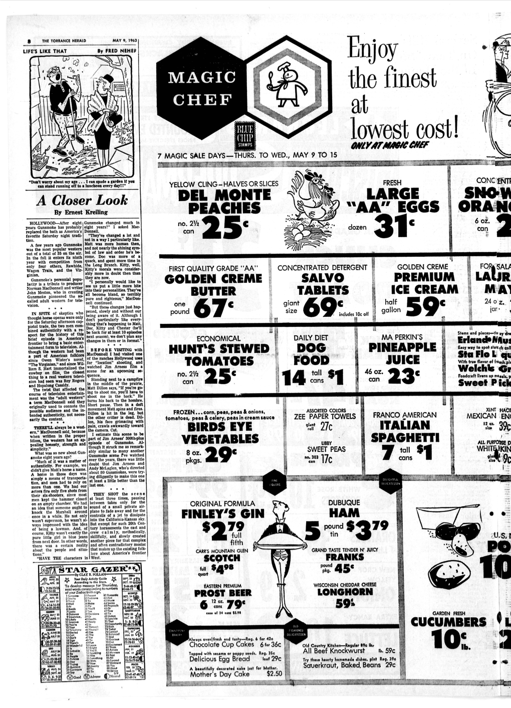 TORRANCE HERALD MAY 9, 1963 | LIFE's LIKE THAT by FRED NEHEP Enjoy the Finest at , I CHIP I Lowest Cost! J STAMPS | 7 MAGIC SALE DAYS THURS