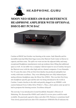 Moon Neo Series 430 Had Reference Headphone Amplifier with Optional