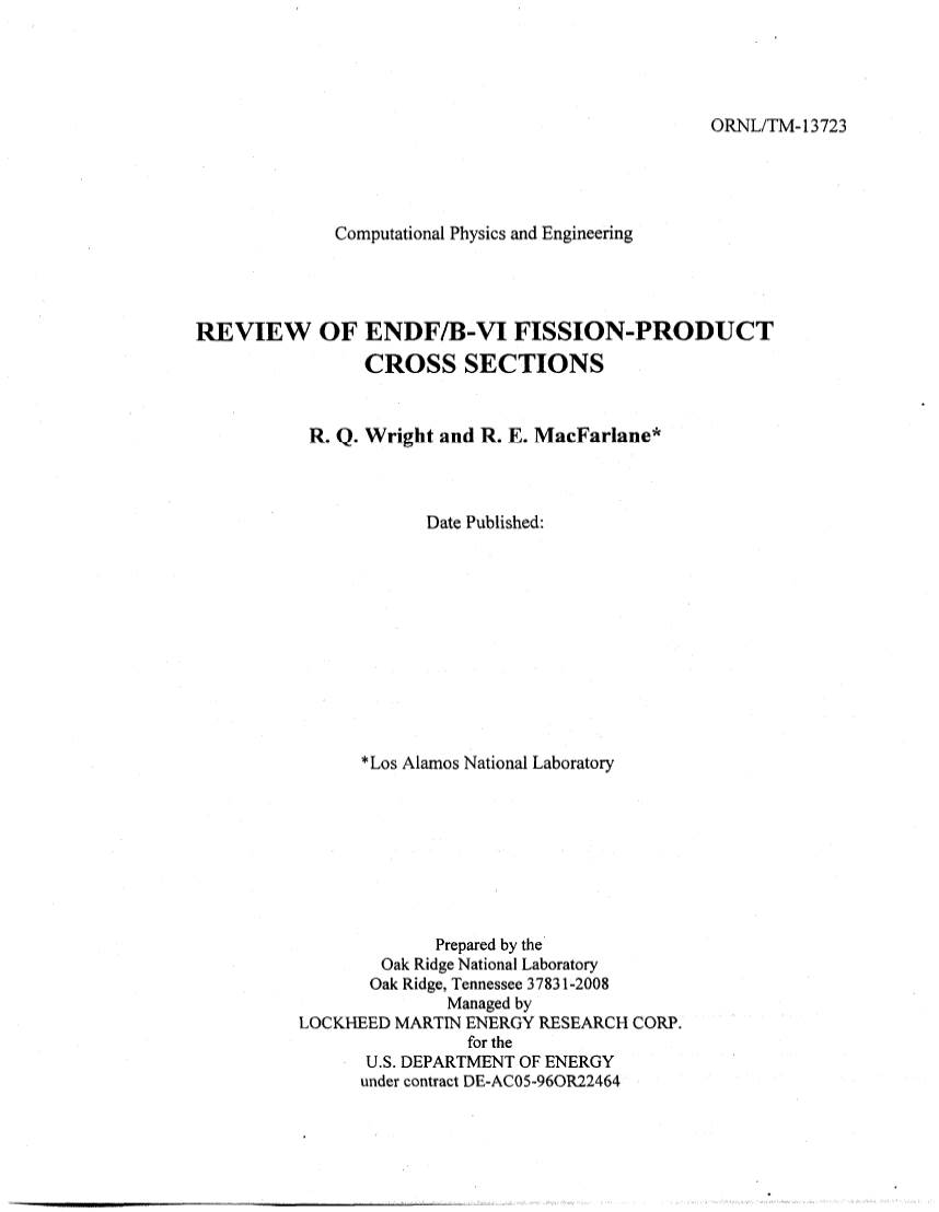 Review of Endf/B-Vi Fission-Product Cross Sections
