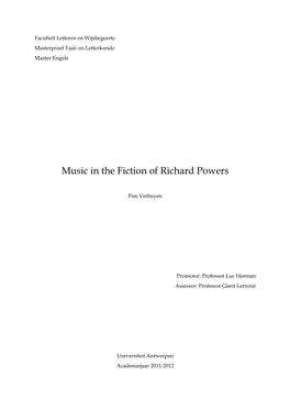 Music in the Fiction of Richard Powers
