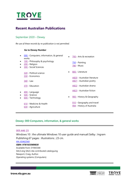 Recent Australian Publications