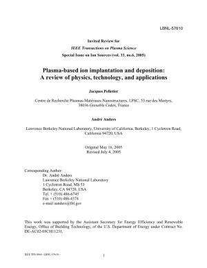 Plasma-Based Ion Implantation and Deposition: a Review of Physics, Technology, and Applications