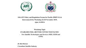 PRFP-11) & Interconnectivity Workshop 26-30 November 2019, Apia, SAMOA