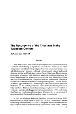 The Resurgence of the Choctaws in the Twentieth Century