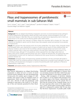 Fleas and Trypanosomes of Peridomestic Small Mammals in Sub-Saharan Mali Tom G