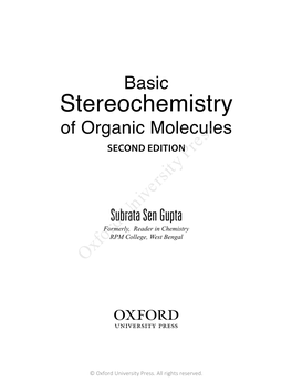 Stereochemistry of Organic Molecules SECOND EDITION Press