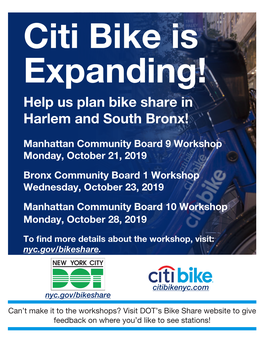 Citi Bike Is Expanding! Help Us Plan Bike Share in Harlem and South Bronx!