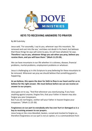 Keys to Receiving Answers to Prayer