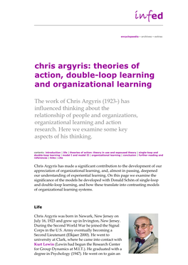 Chris Argyris: Theories of Action, Double-Loop Learning and Organizational Learning