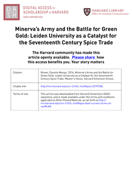 Minerva's Army and the Battle for Green Gold: Leiden University As A