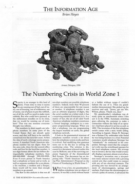 The Information Act the Numbering Crisis in World Zone 1