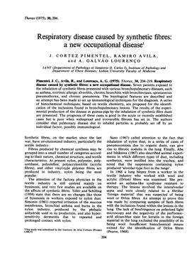 Respiratory Disease Caused by Synthetic Fibres: a New Occupational Disease1