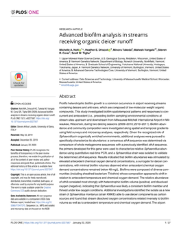 Advanced Biofilm Analysis in Streams Receiving Organic Deicer Runoff