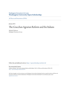 The Gracchan Agrarian Reform and the Italians Michael Claiborne Washington University in St