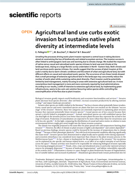 Agricultural Land Use Curbs Exotic Invasion but Sustains Native Plant Diversity at Intermediate Levels E