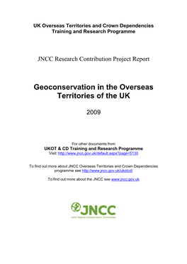 Geoconservation in the Overseas Territories of the UK