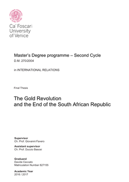 The Gold Revolution and the End of the South African Republic
