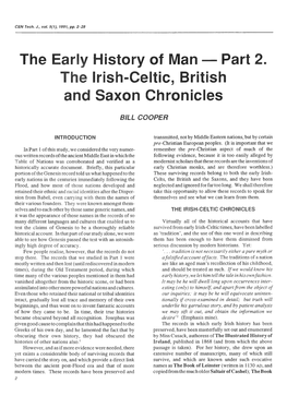 The Early History of Man — Part 2. the Irish-Celtic, British and Saxon Chronicles