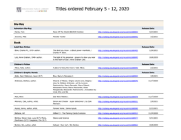 Titles Ordered February 5 - 12, 2020