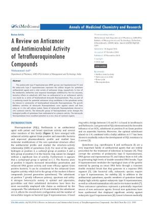 A Review on Anticancer and Antimicrobial Activity of Tetrafluoroquinolone Compounds